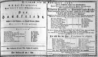 Theaterzettel (Oper und Burgtheater in Wien) 18271114 Seite: 1