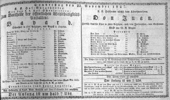 Theaterzettel (Oper und Burgtheater in Wien) 18271122 Seite: 1