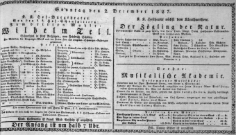 Theaterzettel (Oper und Burgtheater in Wien) 18271202 Seite: 1
