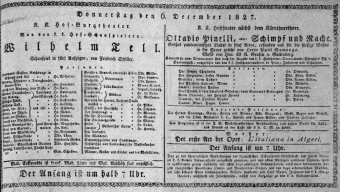 Theaterzettel (Oper und Burgtheater in Wien) 18271206 Seite: 1