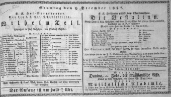 Theaterzettel (Oper und Burgtheater in Wien) 18271209 Seite: 1
