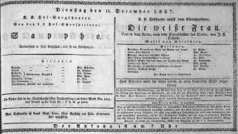 Theaterzettel (Oper und Burgtheater in Wien) 18271211 Seite: 1