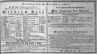 Theaterzettel (Oper und Burgtheater in Wien) 18271214 Seite: 1