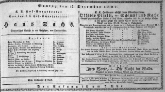 Theaterzettel (Oper und Burgtheater in Wien) 18271217 Seite: 1