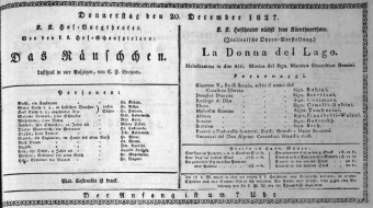 Theaterzettel (Oper und Burgtheater in Wien) 18271220 Seite: 1