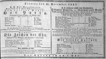 Theaterzettel (Oper und Burgtheater in Wien) 18271221 Seite: 1