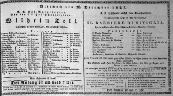 Theaterzettel (Oper und Burgtheater in Wien) 18271226 Seite: 1
