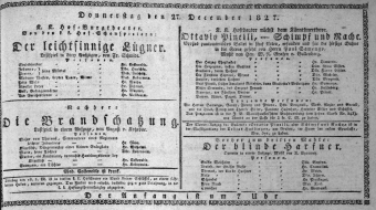 Theaterzettel (Oper und Burgtheater in Wien) 18271227 Seite: 1