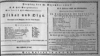 Theaterzettel (Oper und Burgtheater in Wien) 18271228 Seite: 1