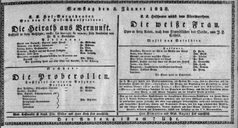 Theaterzettel (Oper und Burgtheater in Wien) 18280105 Seite: 1