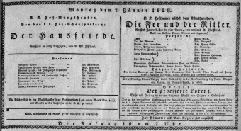 Theaterzettel (Oper und Burgtheater in Wien) 18280107 Seite: 1