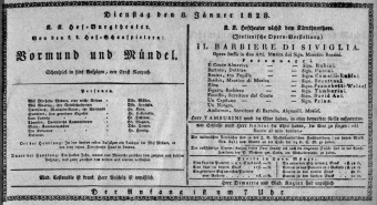Theaterzettel (Oper und Burgtheater in Wien) 18280108 Seite: 1