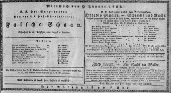 Theaterzettel (Oper und Burgtheater in Wien) 18280109 Seite: 1