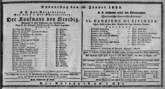 Theaterzettel (Oper und Burgtheater in Wien) 18280110 Seite: 1