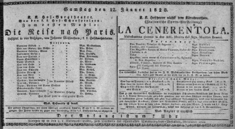 Theaterzettel (Oper und Burgtheater in Wien) 18280112 Seite: 1