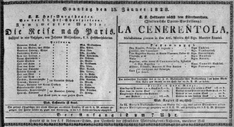 Theaterzettel (Oper und Burgtheater in Wien) 18280113 Seite: 1