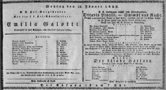 Theaterzettel (Oper und Burgtheater in Wien) 18280114 Seite: 1