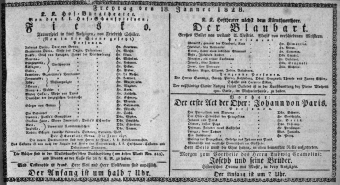 Theaterzettel (Oper und Burgtheater in Wien) 18280118 Seite: 1