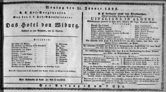 Theaterzettel (Oper und Burgtheater in Wien) 18280121 Seite: 1