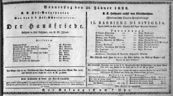 Theaterzettel (Oper und Burgtheater in Wien) 18280124 Seite: 1