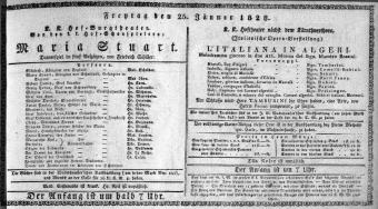 Theaterzettel (Oper und Burgtheater in Wien) 18280125 Seite: 1