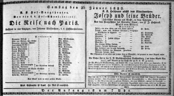 Theaterzettel (Oper und Burgtheater in Wien) 18280126 Seite: 1
