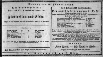 Theaterzettel (Oper und Burgtheater in Wien) 18280128 Seite: 1