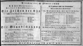 Theaterzettel (Oper und Burgtheater in Wien) 18280129 Seite: 1