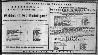 Theaterzettel (Oper und Burgtheater in Wien) 18280130 Seite: 1