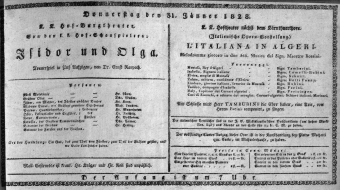 Theaterzettel (Oper und Burgtheater in Wien) 18280131 Seite: 1