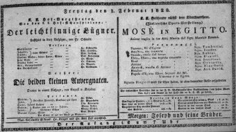 Theaterzettel (Oper und Burgtheater in Wien) 18280201 Seite: 1