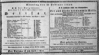 Theaterzettel (Oper und Burgtheater in Wien) 18280210 Seite: 1