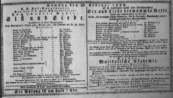 Theaterzettel (Oper und Burgtheater in Wien) 18280223 Seite: 1