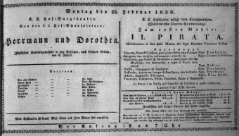 Theaterzettel (Oper und Burgtheater in Wien) 18280225 Seite: 1
