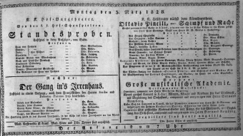 Theaterzettel (Oper und Burgtheater in Wien) 18280303 Seite: 1