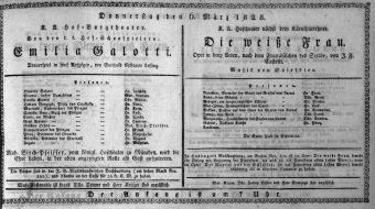 Theaterzettel (Oper und Burgtheater in Wien) 18280306 Seite: 1