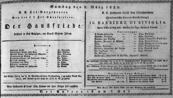Theaterzettel (Oper und Burgtheater in Wien) 18280308 Seite: 1