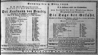 Theaterzettel (Oper und Burgtheater in Wien) 18280309 Seite: 1