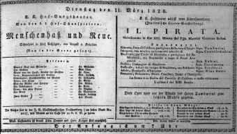 Theaterzettel (Oper und Burgtheater in Wien) 18280311 Seite: 1