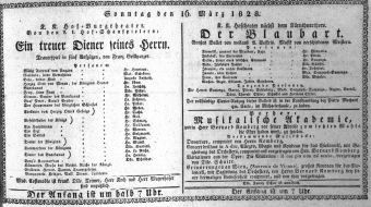 Theaterzettel (Oper und Burgtheater in Wien) 18280316 Seite: 1