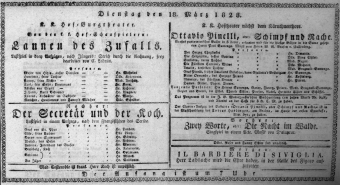 Theaterzettel (Oper und Burgtheater in Wien) 18280318 Seite: 1