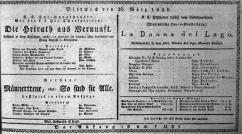 Theaterzettel (Oper und Burgtheater in Wien) 18280326 Seite: 1