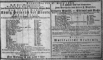 Theaterzettel (Oper und Burgtheater in Wien) 18280327 Seite: 1