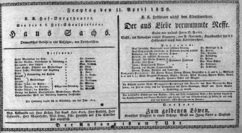 Theaterzettel (Oper und Burgtheater in Wien) 18280411 Seite: 1