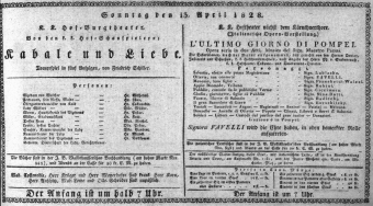 Theaterzettel (Oper und Burgtheater in Wien) 18280413 Seite: 1