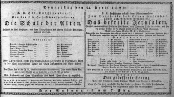 Theaterzettel (Oper und Burgtheater in Wien) 18280424 Seite: 1