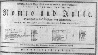 Theaterzettel (Oper und Burgtheater in Wien) 18280502 Seite: 1