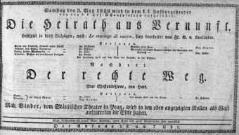 Theaterzettel (Oper und Burgtheater in Wien) 18280503 Seite: 1