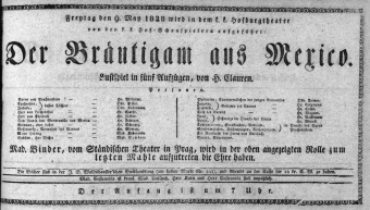Theaterzettel (Oper und Burgtheater in Wien) 18280509 Seite: 1