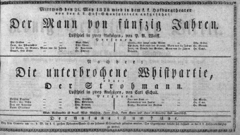 Theaterzettel (Oper und Burgtheater in Wien) 18280521 Seite: 1